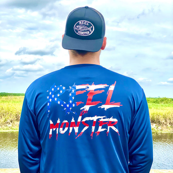 REEL MONSTER© RED WHITE & BLUE COOL PERFORMANCE L/S RMRWB-3165