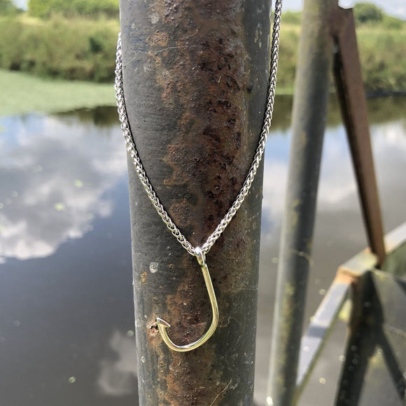 Stainless Steel Fish Hook Charm and Necklace.